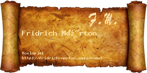 Fridrich Márton névjegykártya