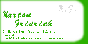 marton fridrich business card